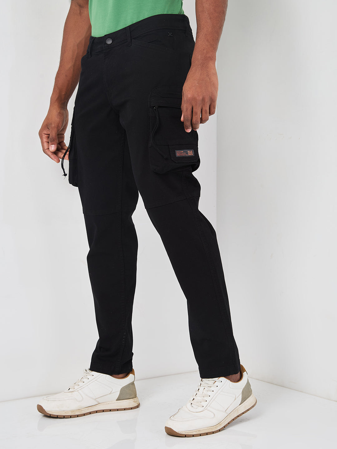 Killer Men Black Solid Cargo