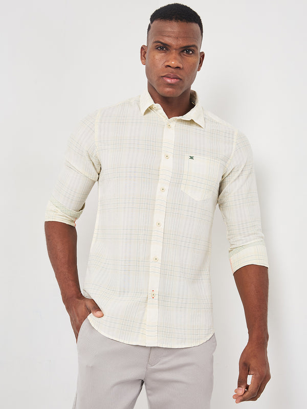 Killer Men Light Green Checks Slim Fit Shirts