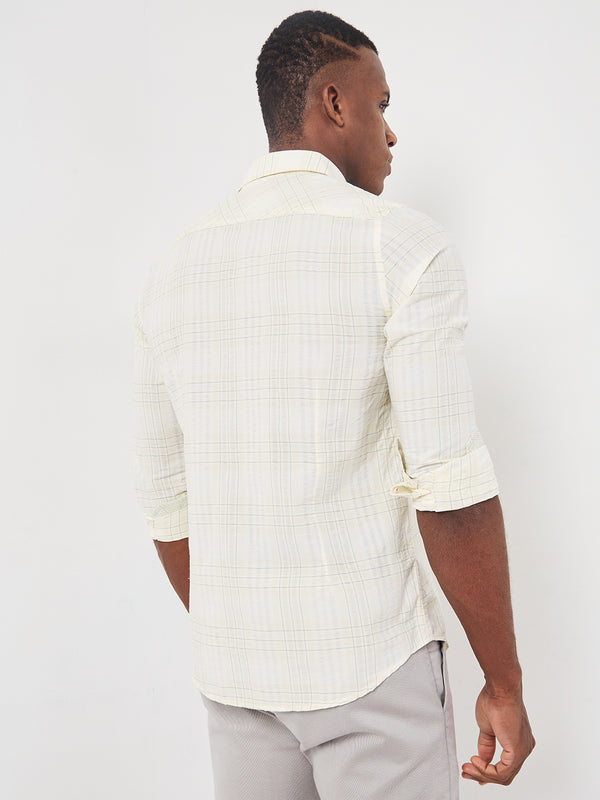 Killer Men Light Green Checks Slim Fit Shirts