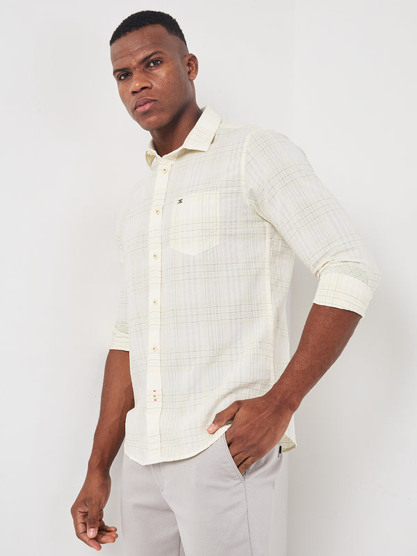 Killer Men Light Green Checks Slim Fit Shirts