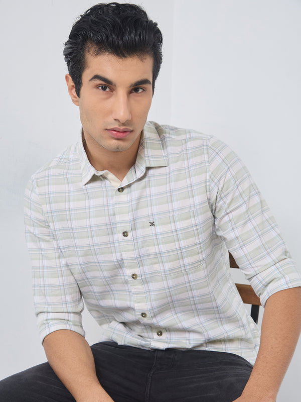 Killer Men Light Green Checks Slim Fit Shirts