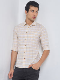 Killer Men Light Yellow Checks Slim Fit Shirts