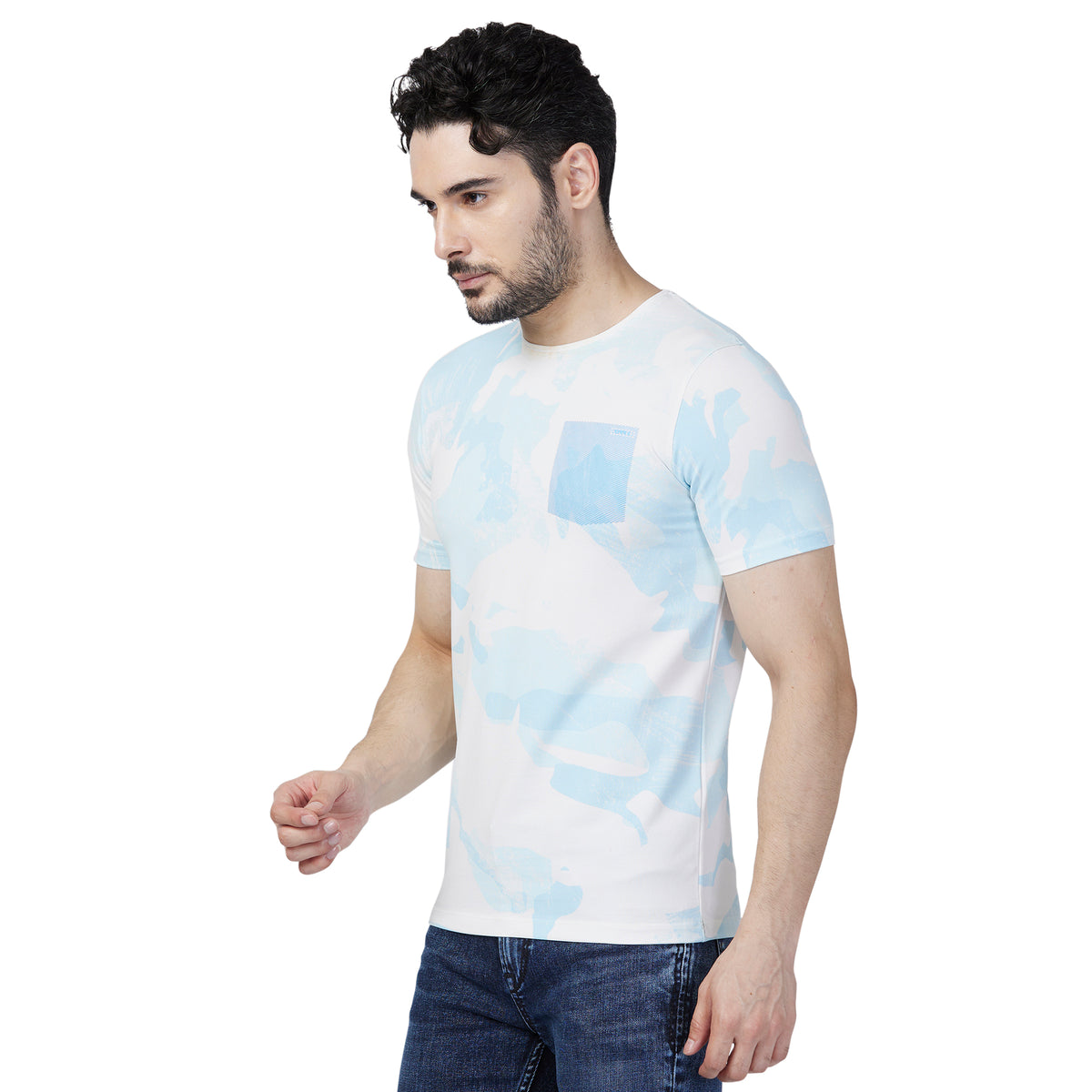 Killer Men Blue Printed Slim Fit T-Shirt