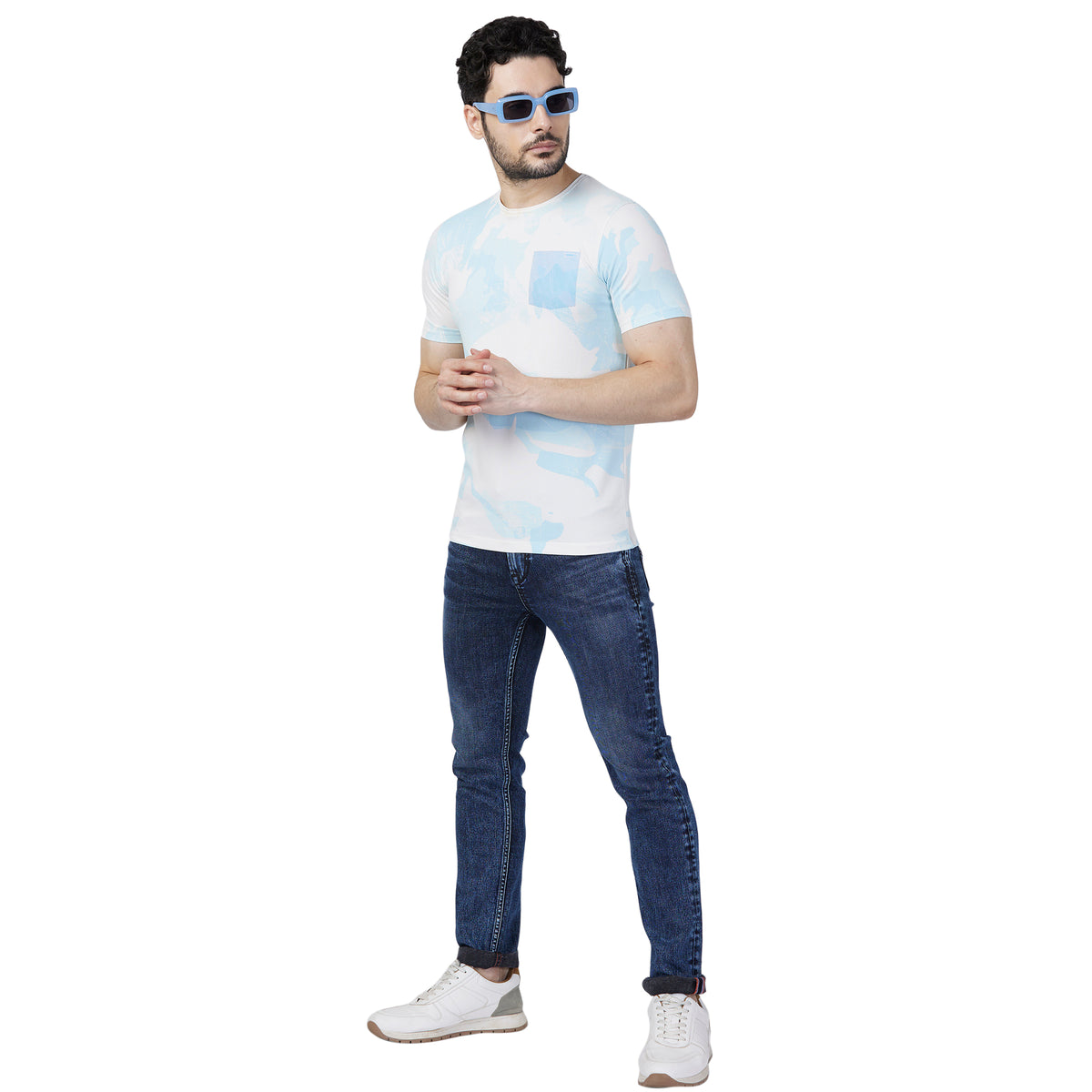 Killer Men Blue Printed Slim Fit T-Shirt