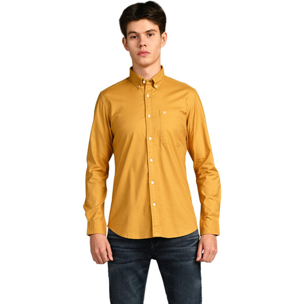 Killer Men Mustard Solid Slim Fit Shirts