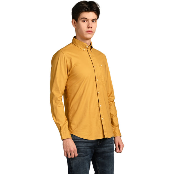 Killer Men Mustard Solid Slim Fit Shirts