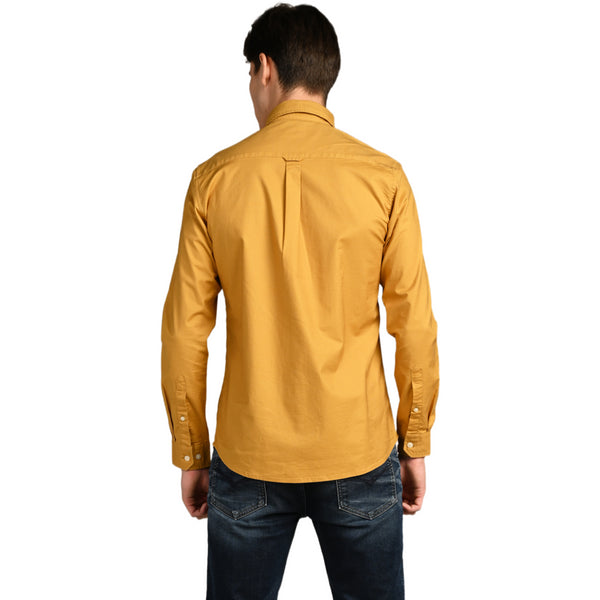 Killer Men Mustard Solid Slim Fit Shirts