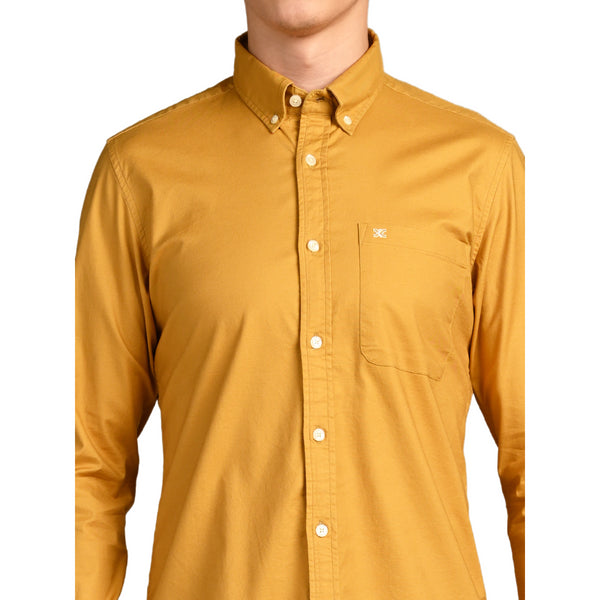 Killer Men Mustard Solid Slim Fit Shirts