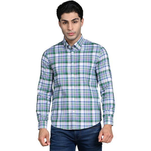 Killer Men Green Checks Slim Fit Shirts