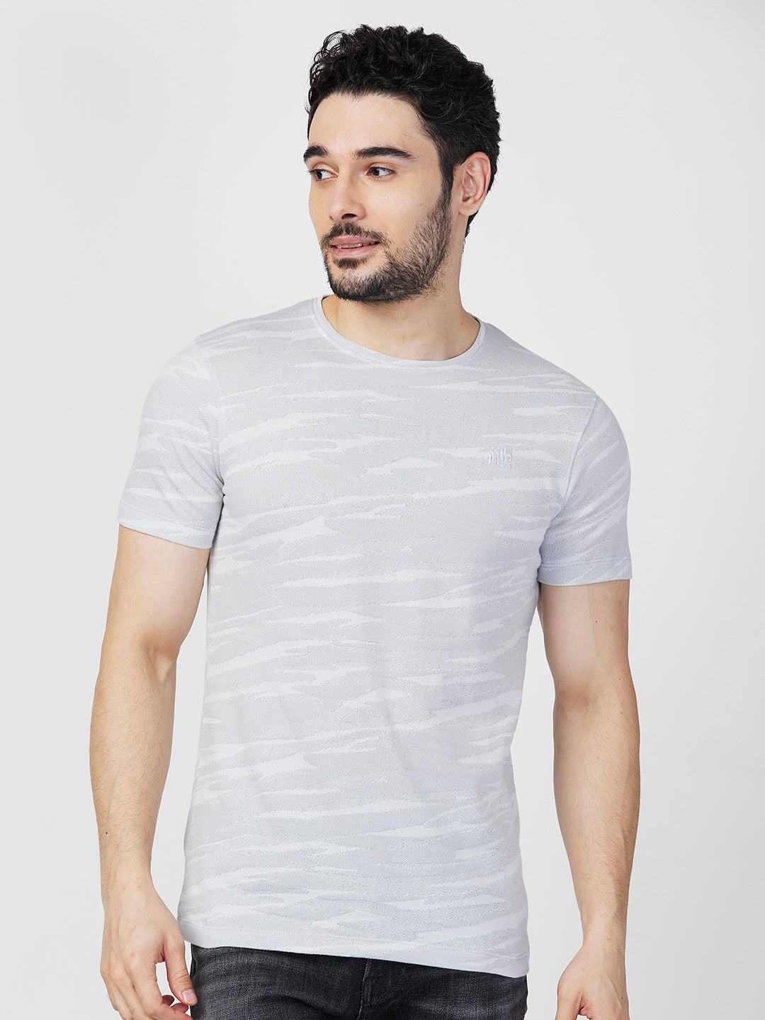 Killer Men Grey Printed Slim Fit T-Shirts - Main Image