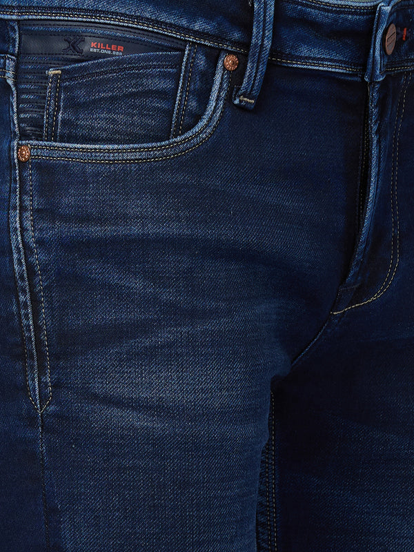 Killer Men Dark Blue Solid Slim Fit Jeans