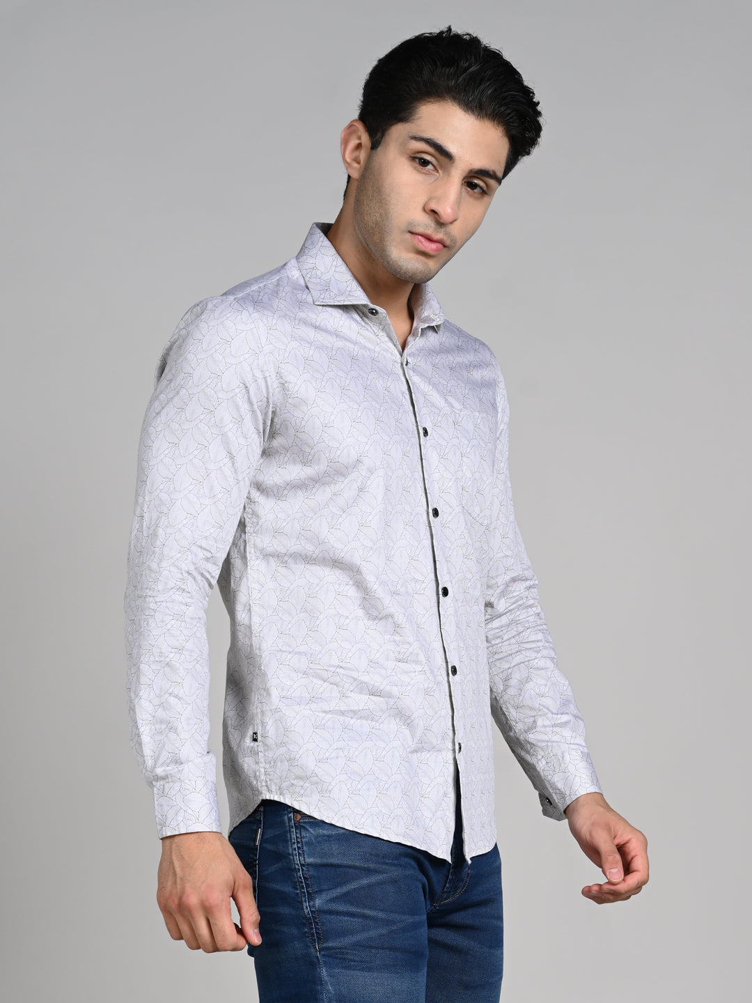 Killer Men Beige Printed Slim Fit Shirts