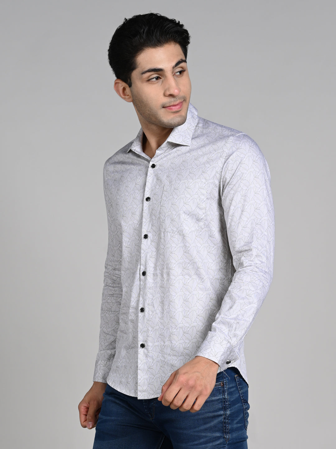 Killer Men Beige Printed Slim Fit Shirts