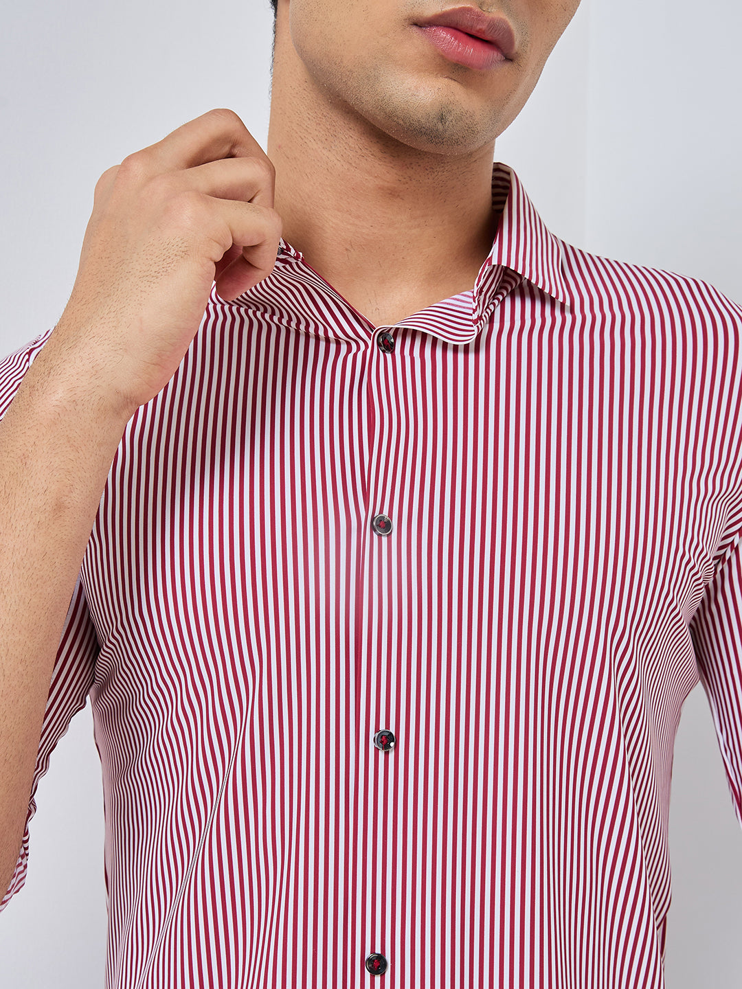 Killer Men Maroon Stripe Slim Fit Shirts