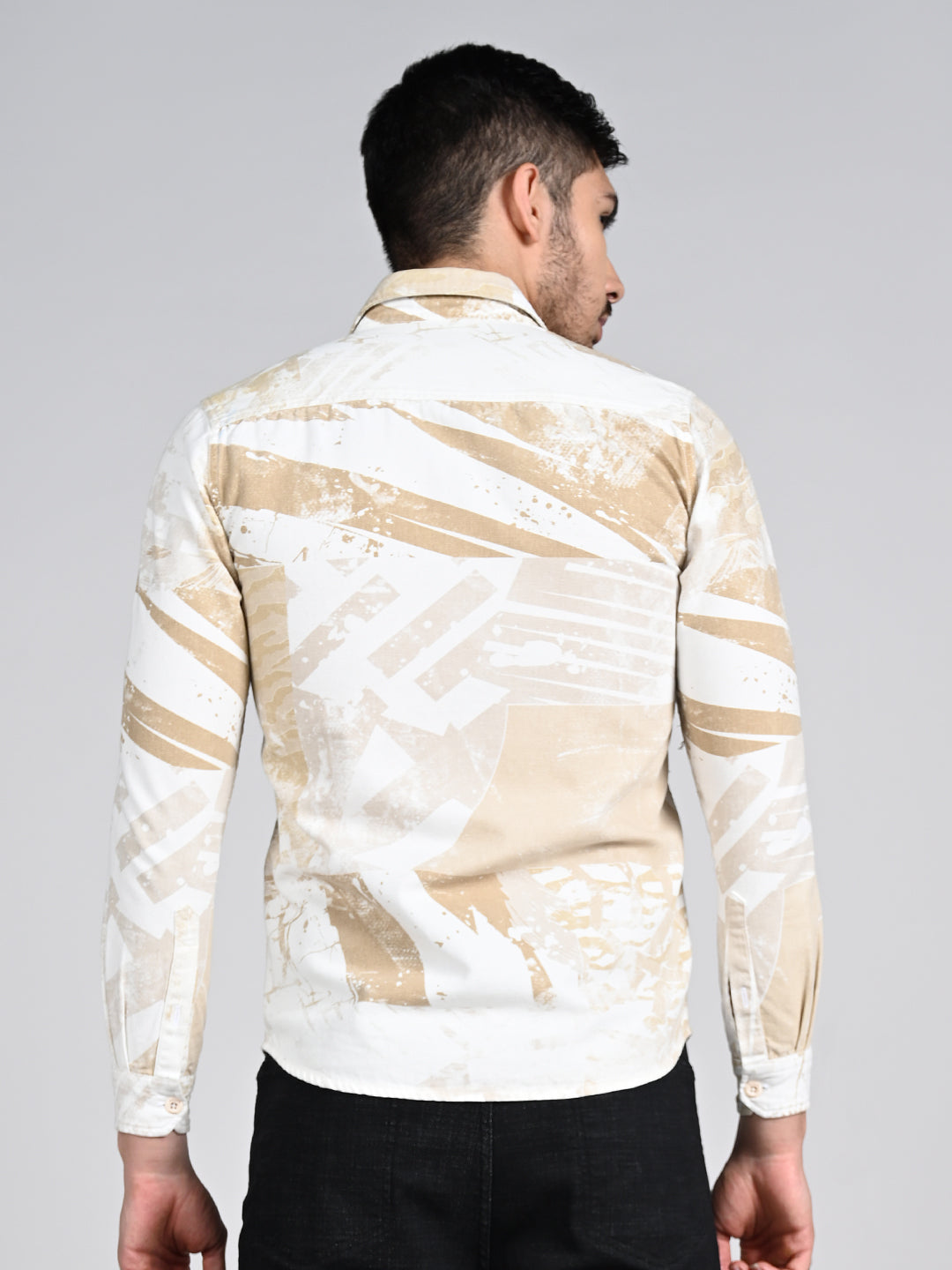 Killer Men Beige Printed Slim Fit Shirts