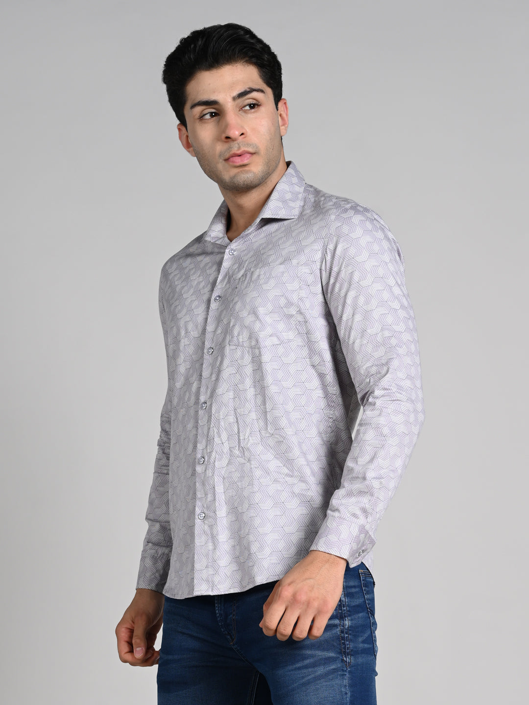 Killer Men Purple Printed Slim Fit Shirts