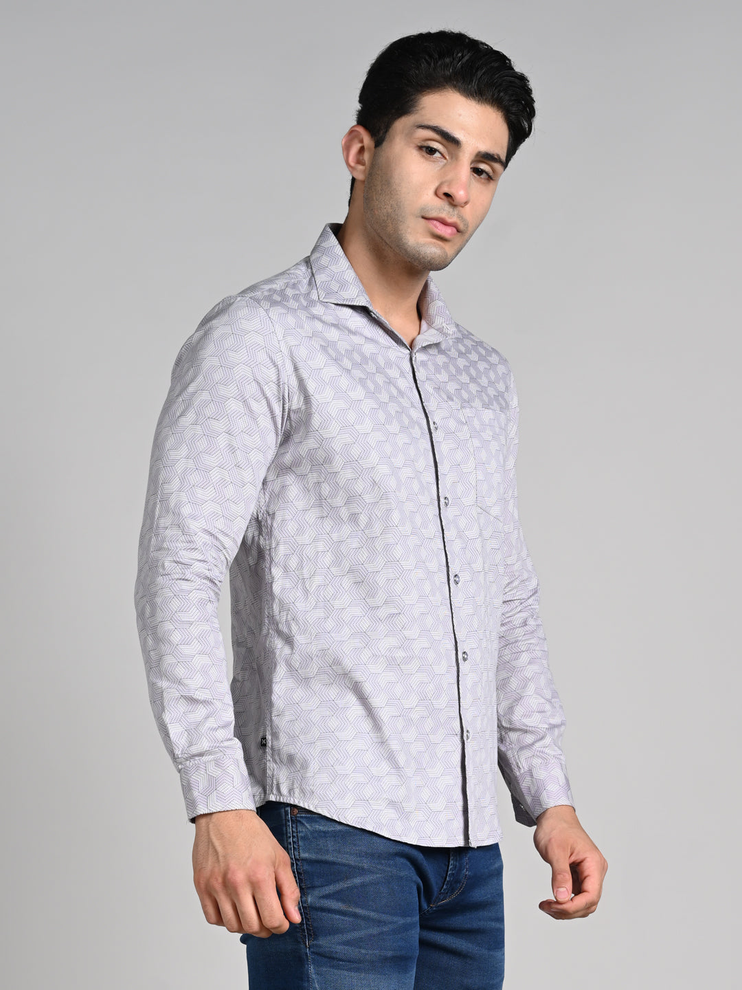 Killer Men Purple Printed Slim Fit Shirts