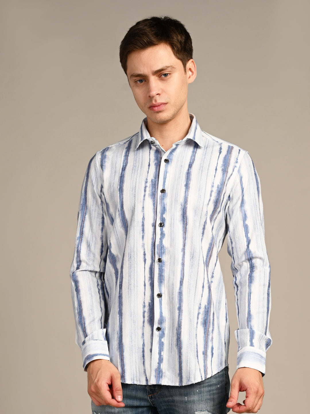 Killer Men Blue Printed Slim Fit Shirts