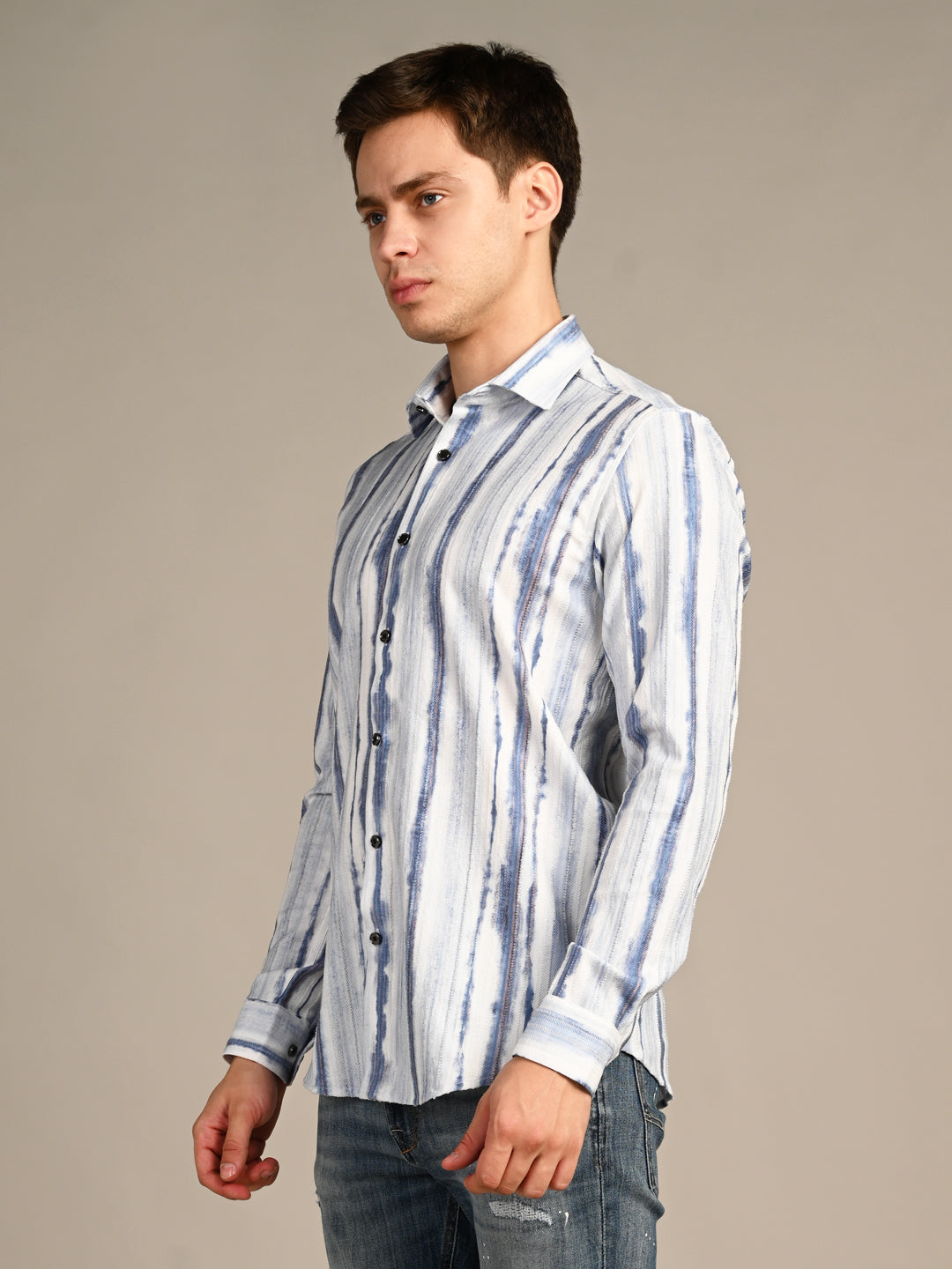 Killer Men Blue Printed Slim Fit Shirts