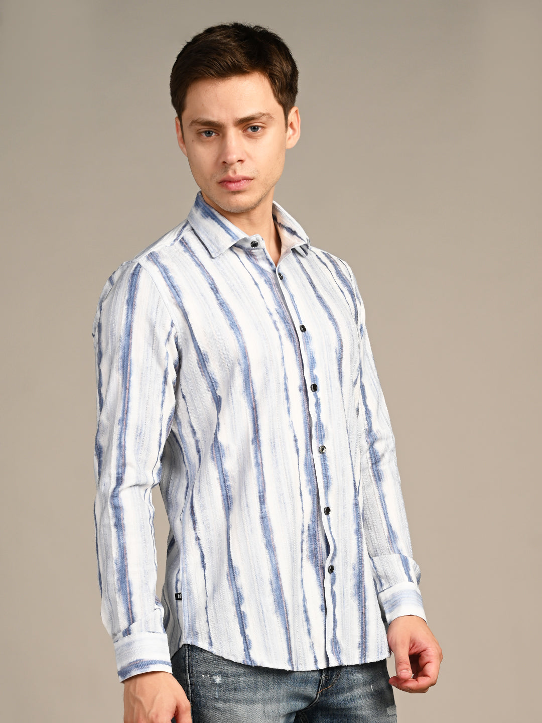 Killer Men Blue Printed Slim Fit Shirts
