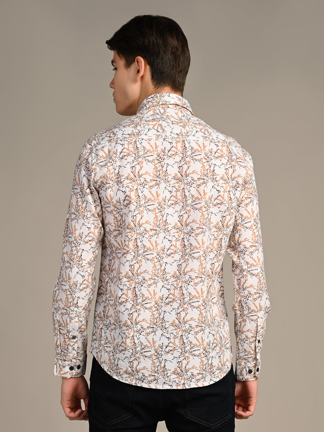 Killer Men Brown Printed Slim Fit Shirts