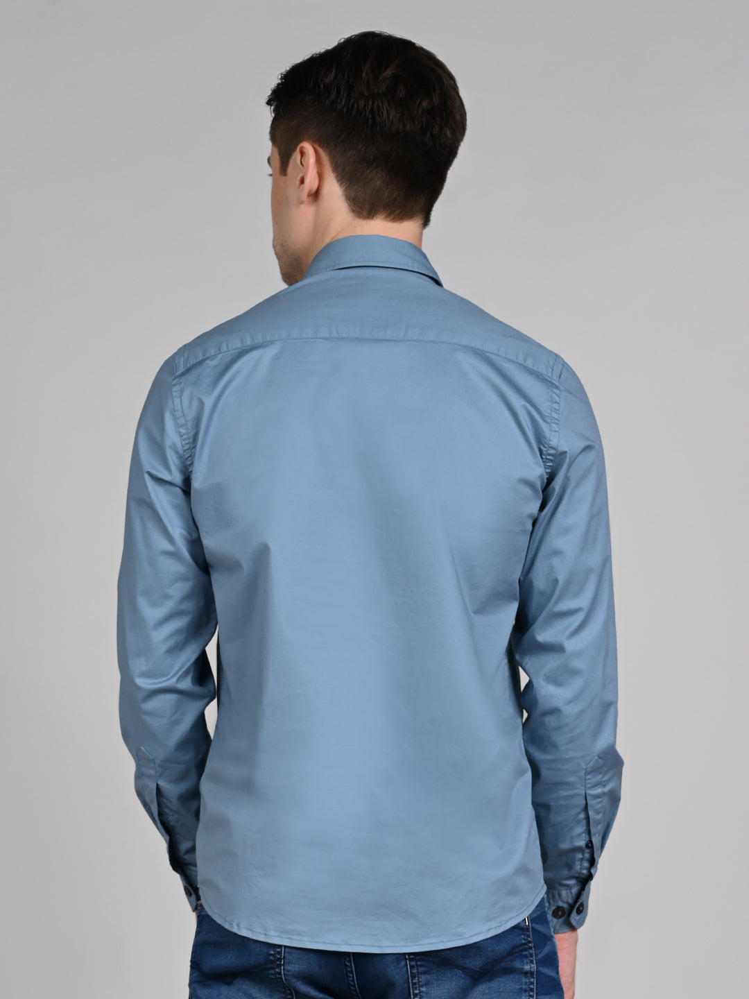 Killer Men Blue Solid Straight Fit Shirts