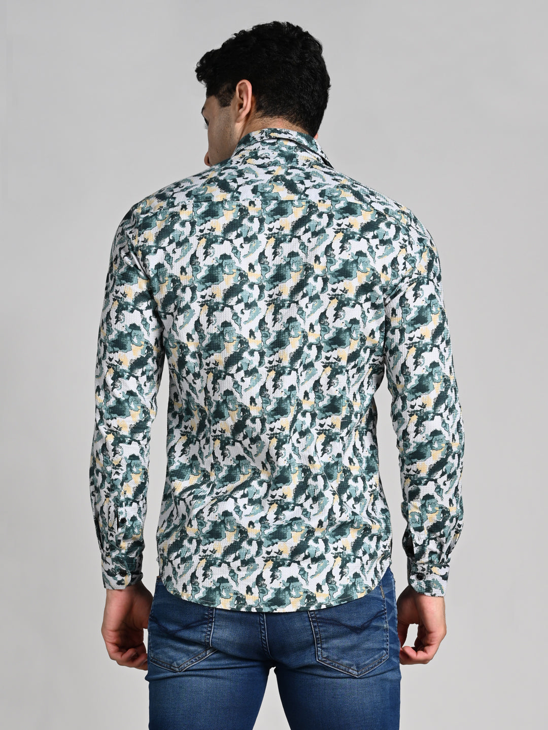 Killer Men Green Printed Slim Fit Shirts