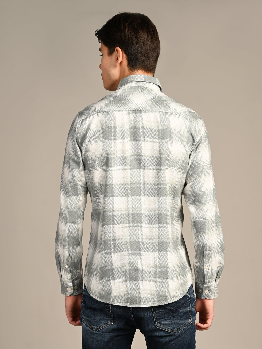 Killer Men Green Checks Straight Fit Shirts