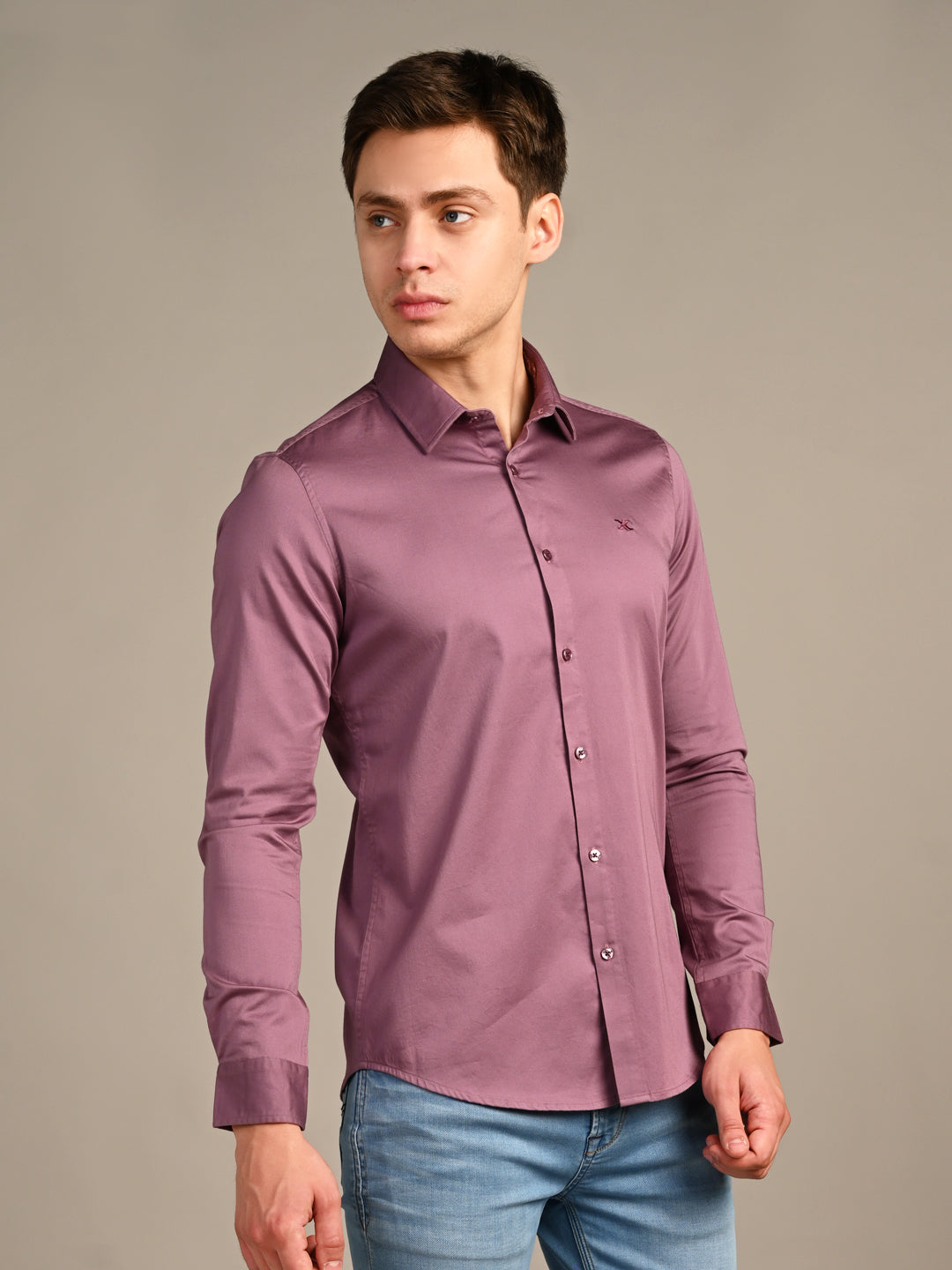 Killer Men Pink Solid Slim Fit Shirts