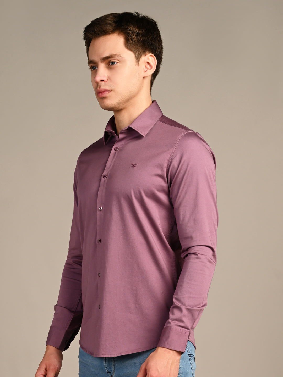 Killer Men Pink Solid Slim Fit Shirts