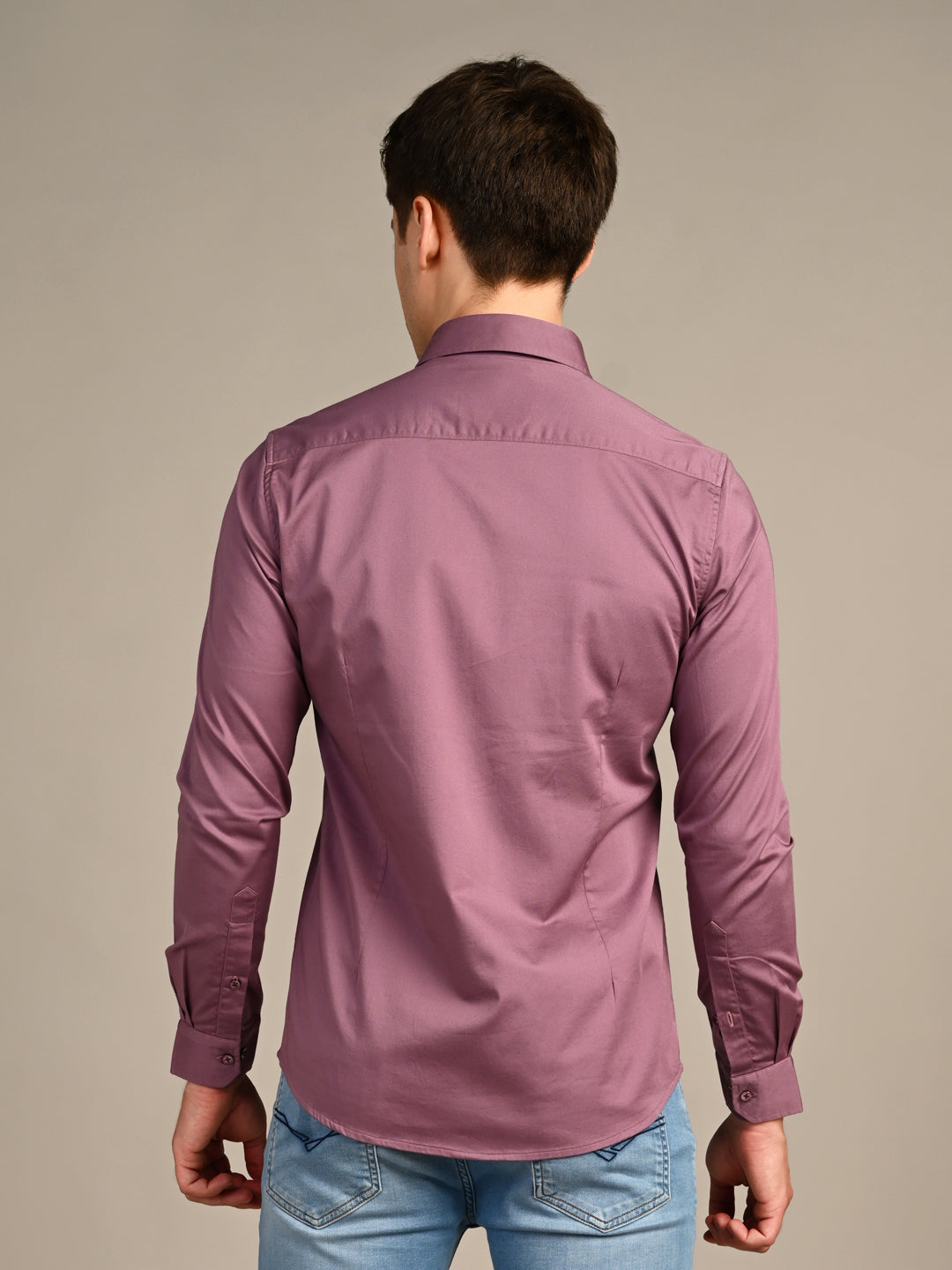 Killer Men Pink Solid Slim Fit Shirts