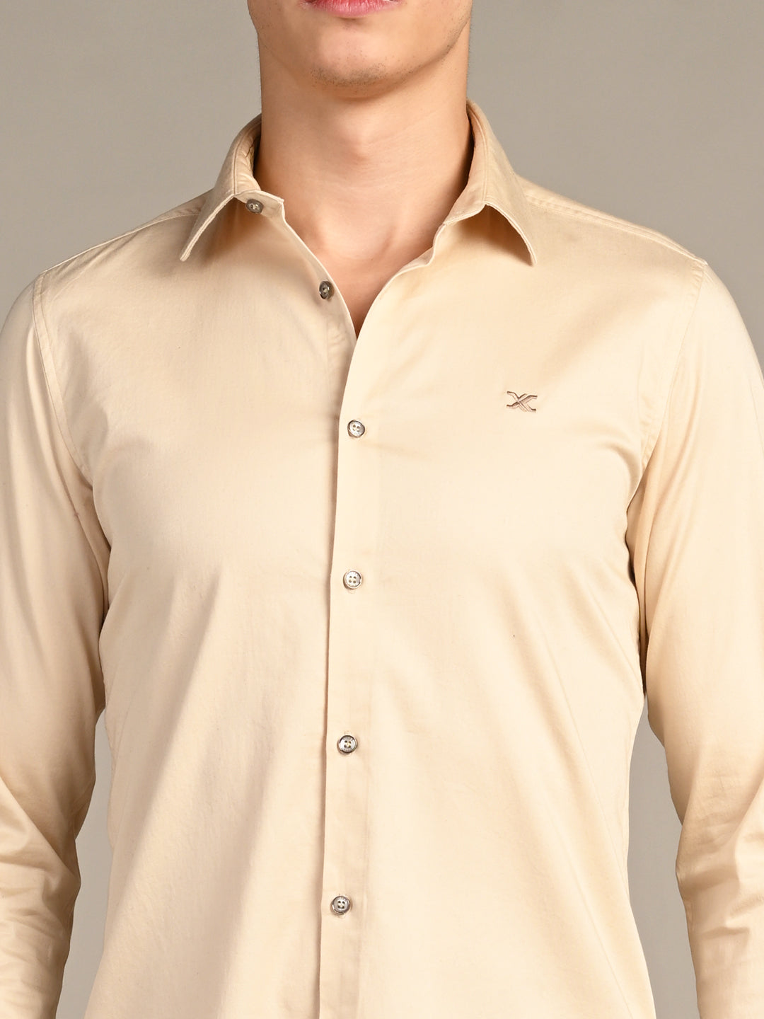 Killer Men Cream Solid Slim Fit Shirts