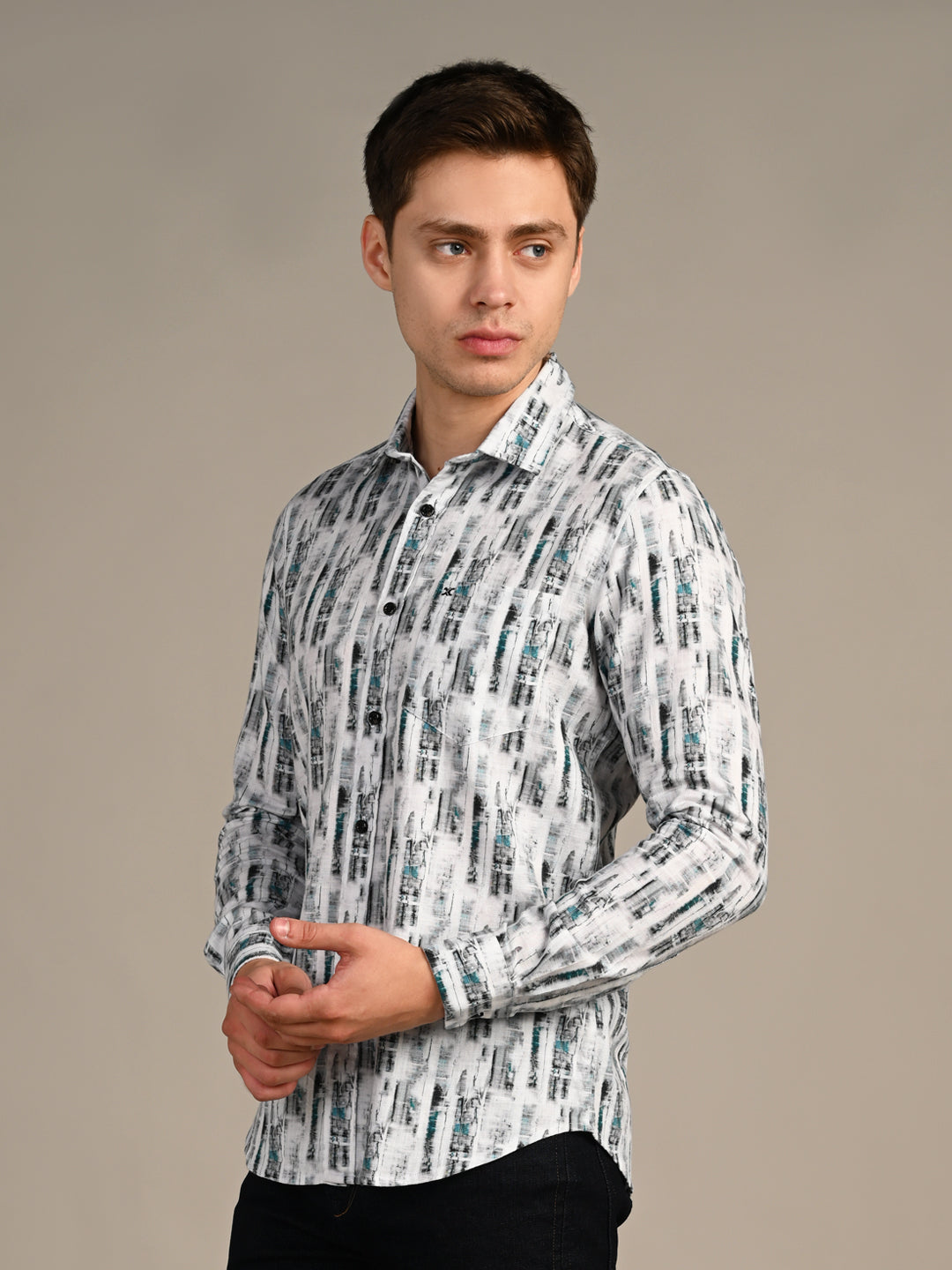 Killer Men Blue Printed Slim Fit Shirts