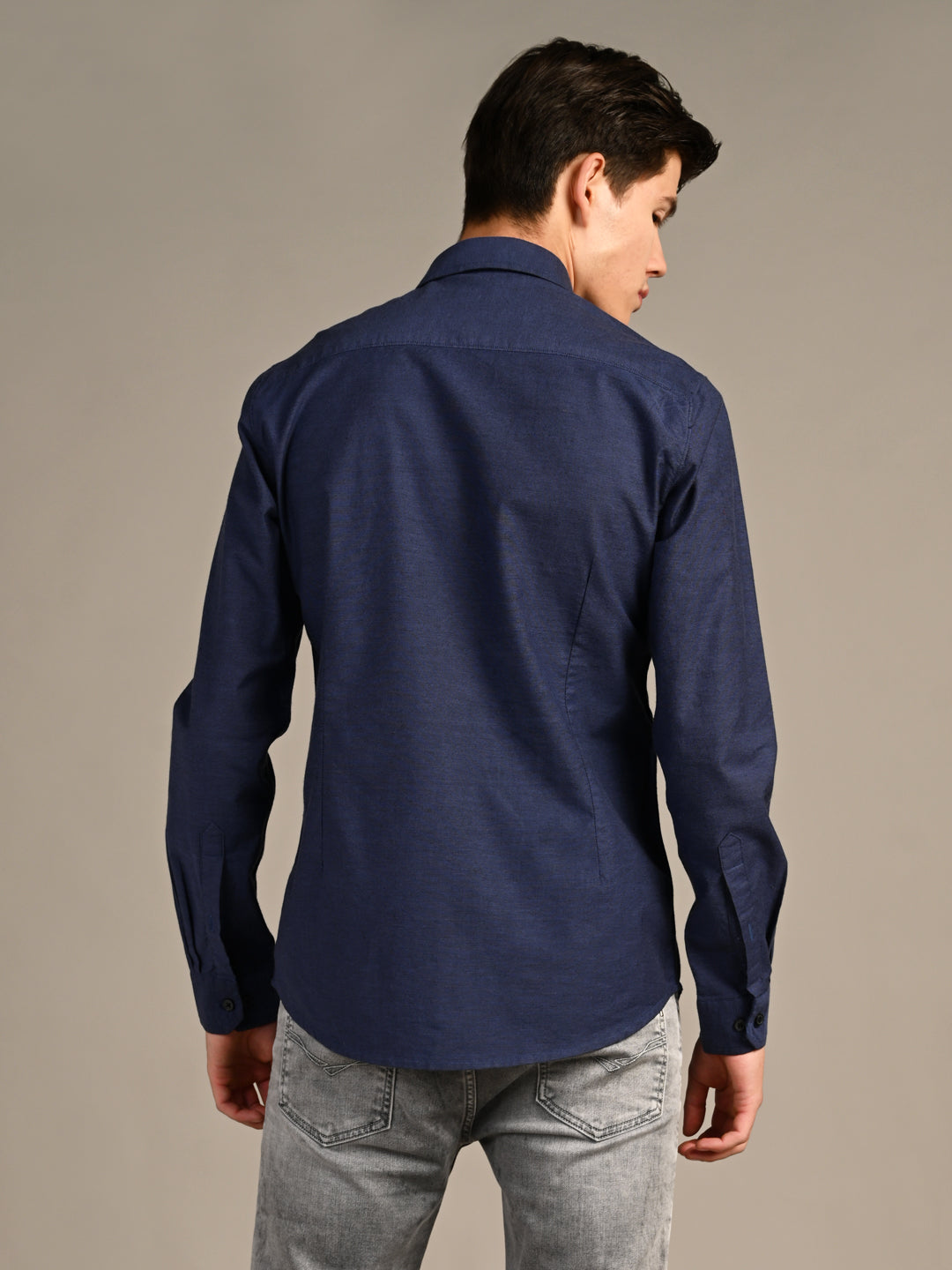 Killer Men Grey Solid Slim Fit Shirts