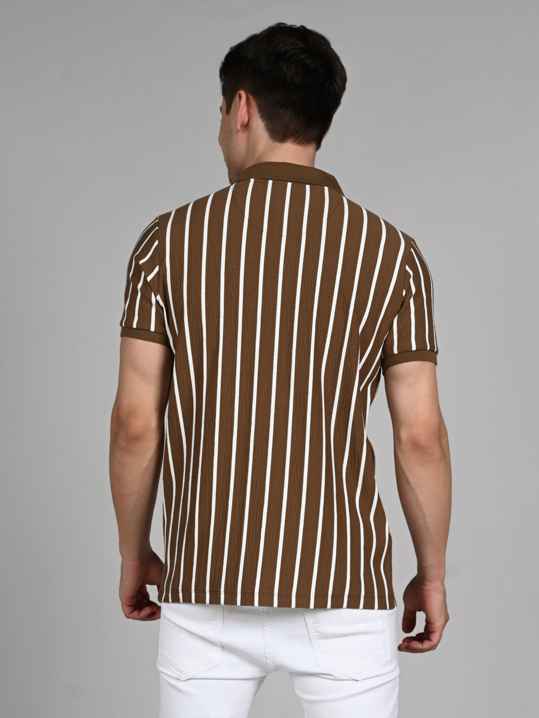 Killer Men Brown Stripe Slim Fit T-Shirts