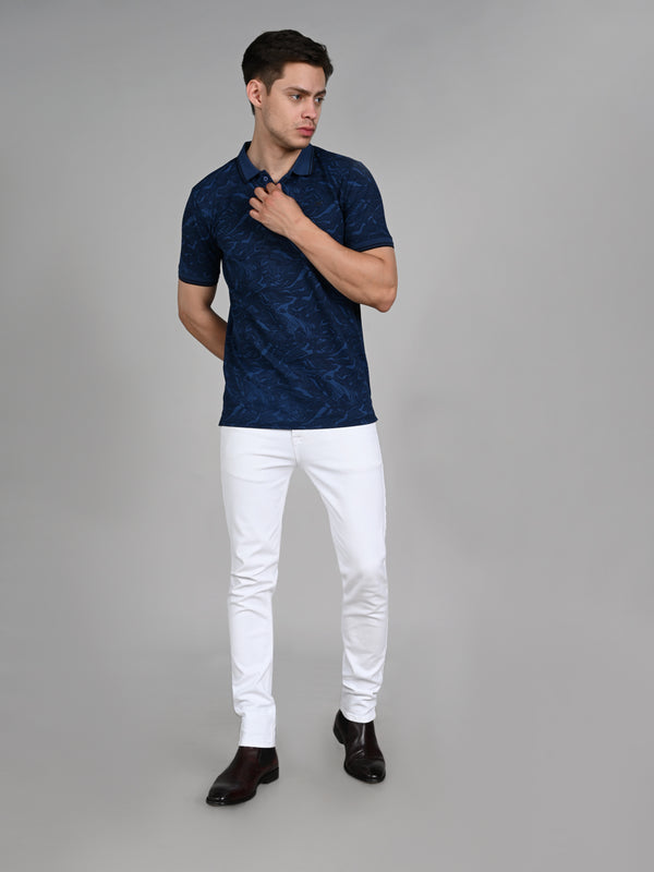 Killer Men Dark Blue Printed Slim Fit T-Shirt