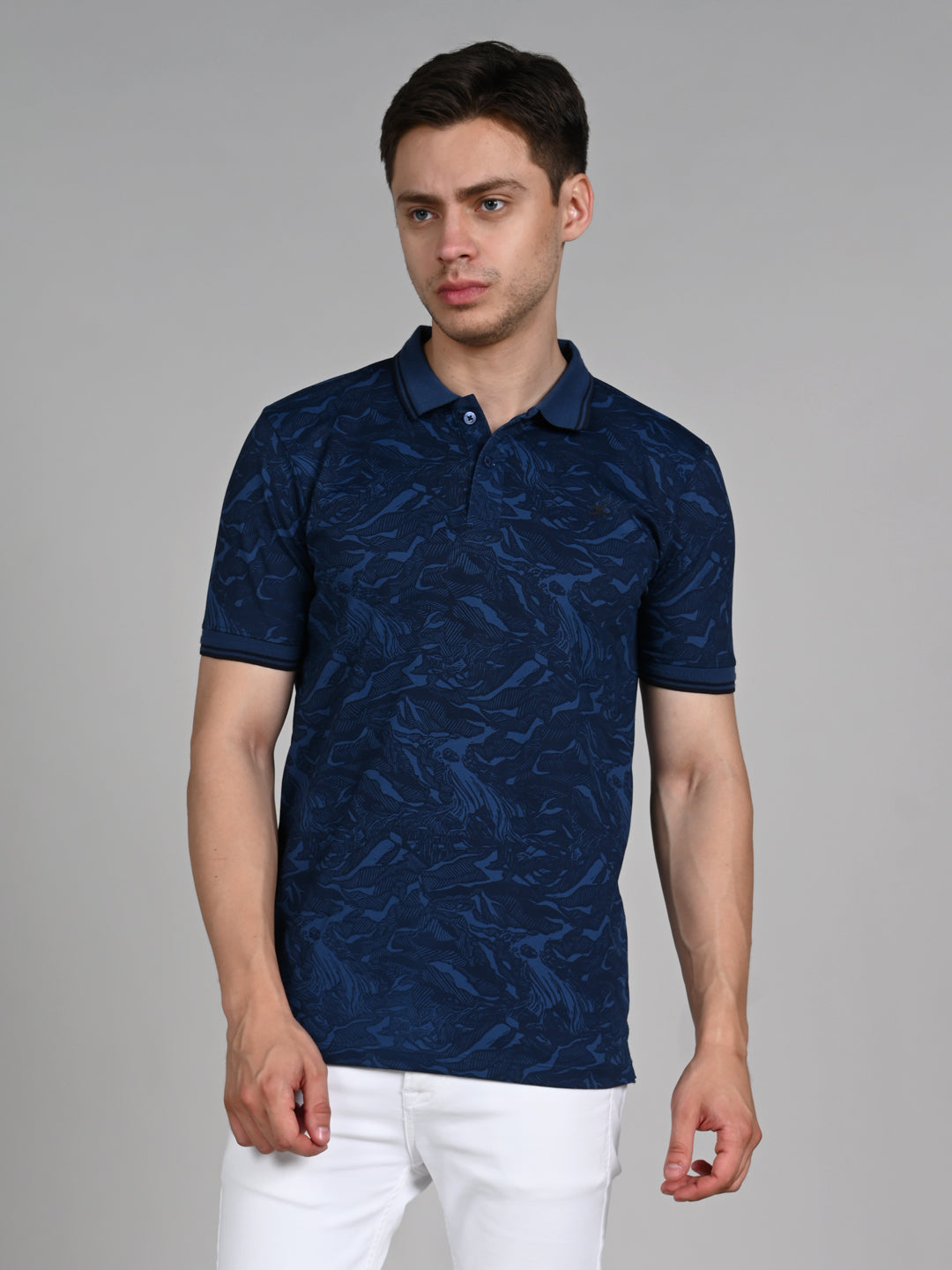 Killer Men Dark Blue Printed Slim Fit T-Shirt