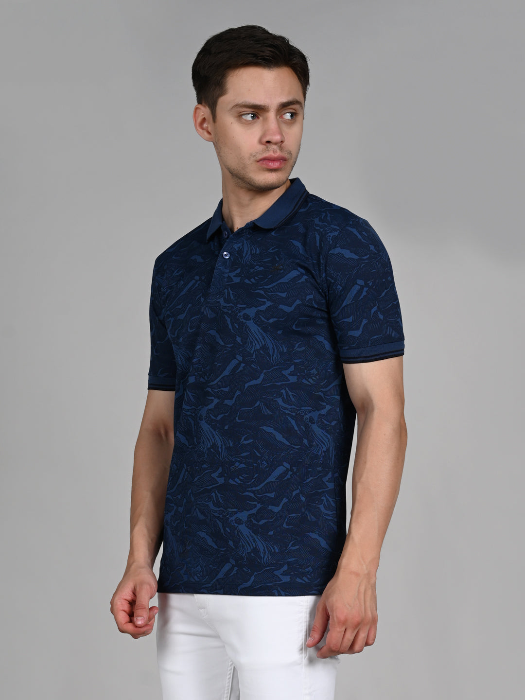 Killer Men Dark Blue Printed Slim Fit T-Shirt