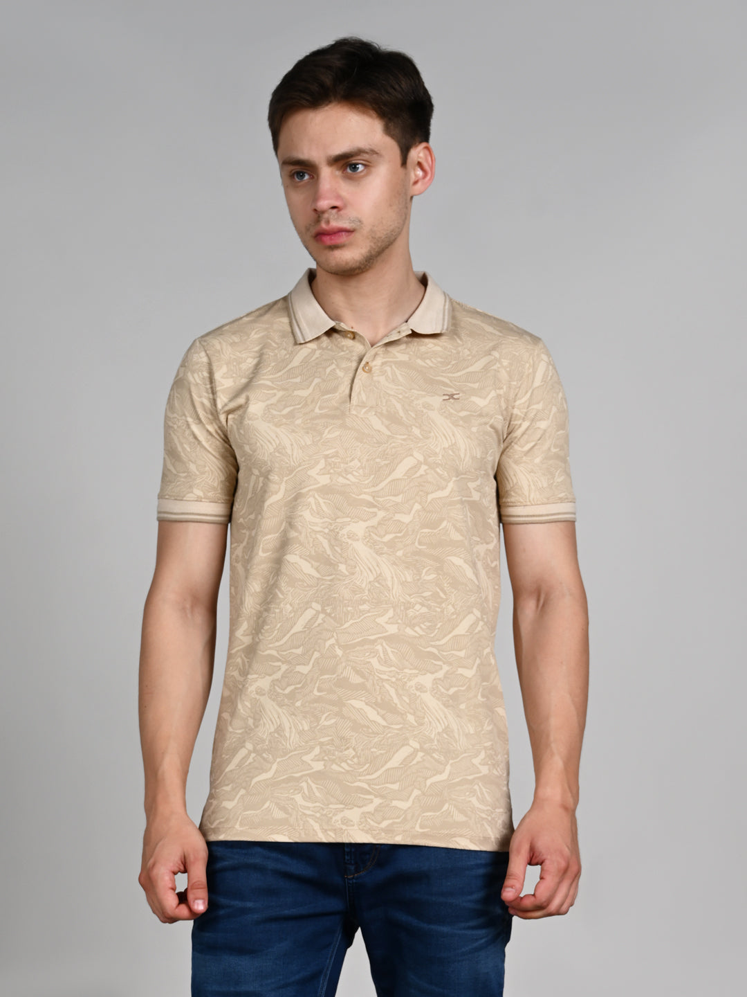 Killer Men Beige Printed Slim Fit T-Shirt