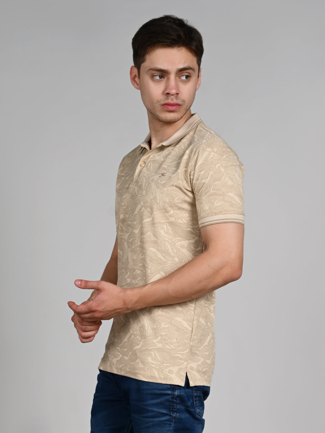 Killer Men Beige Printed Slim Fit T-Shirt
