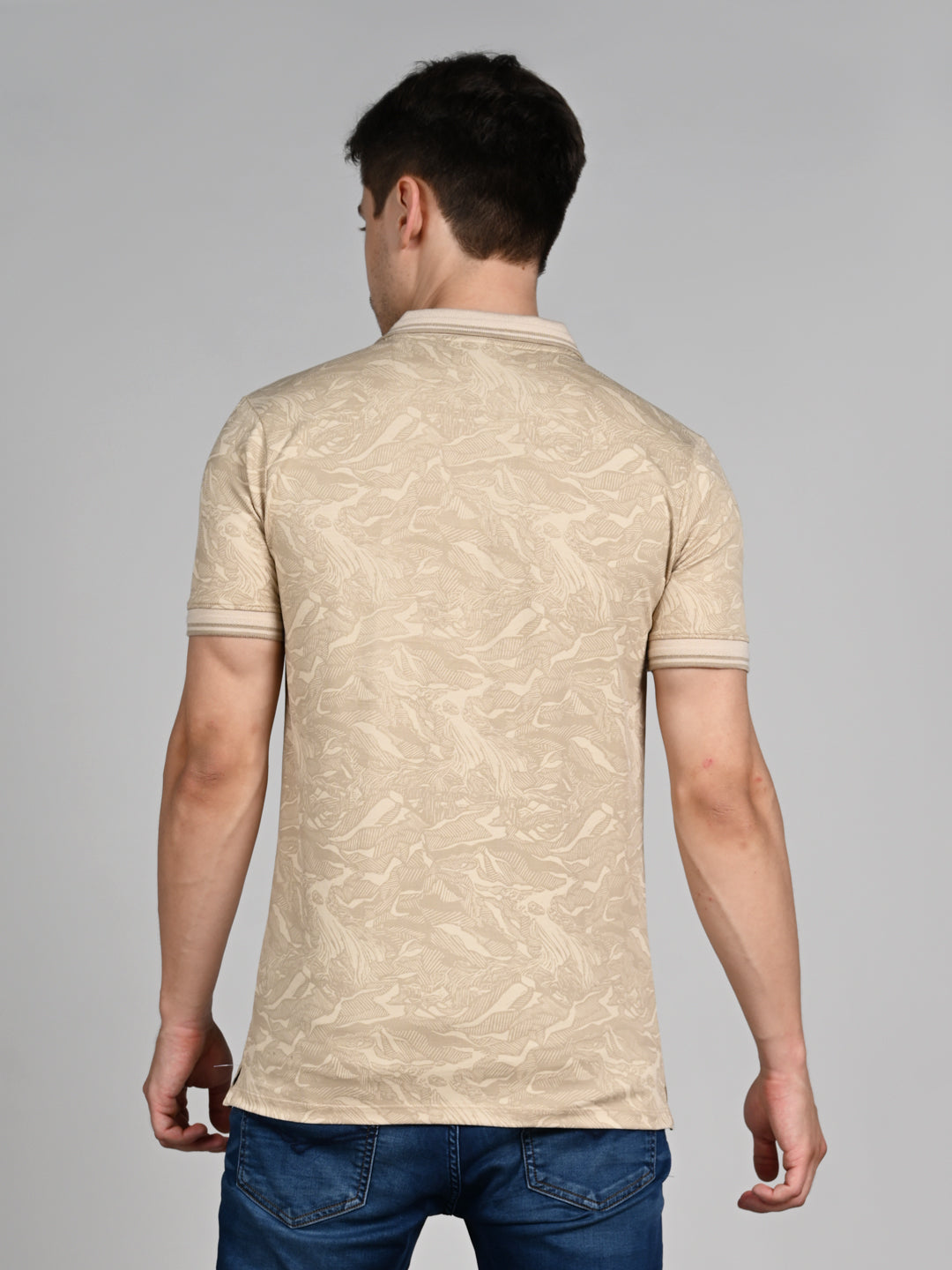 Killer Men Beige Printed Slim Fit T-Shirt