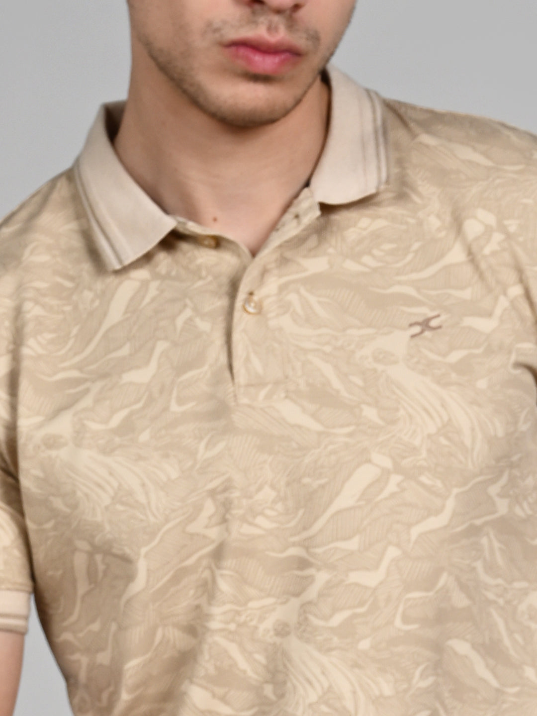 Killer Men Beige Printed Slim Fit T-Shirt