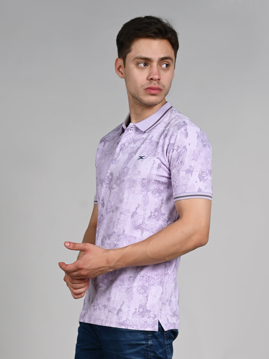 Killer Men Light Purple Printed Slim Fit T-Shirt