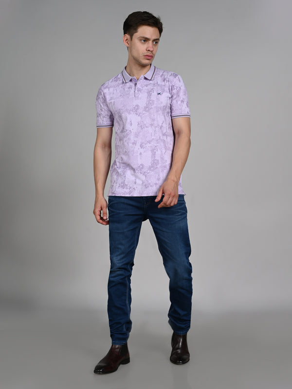 Killer Men Light Purple Printed Slim Fit T-Shirt