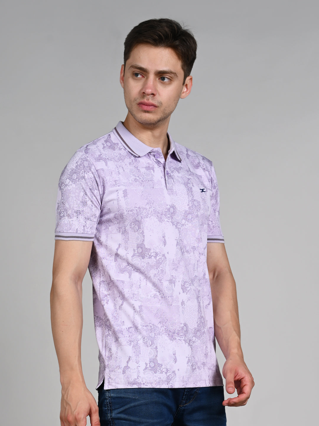 Killer Men Light Purple Printed Slim Fit T-Shirt