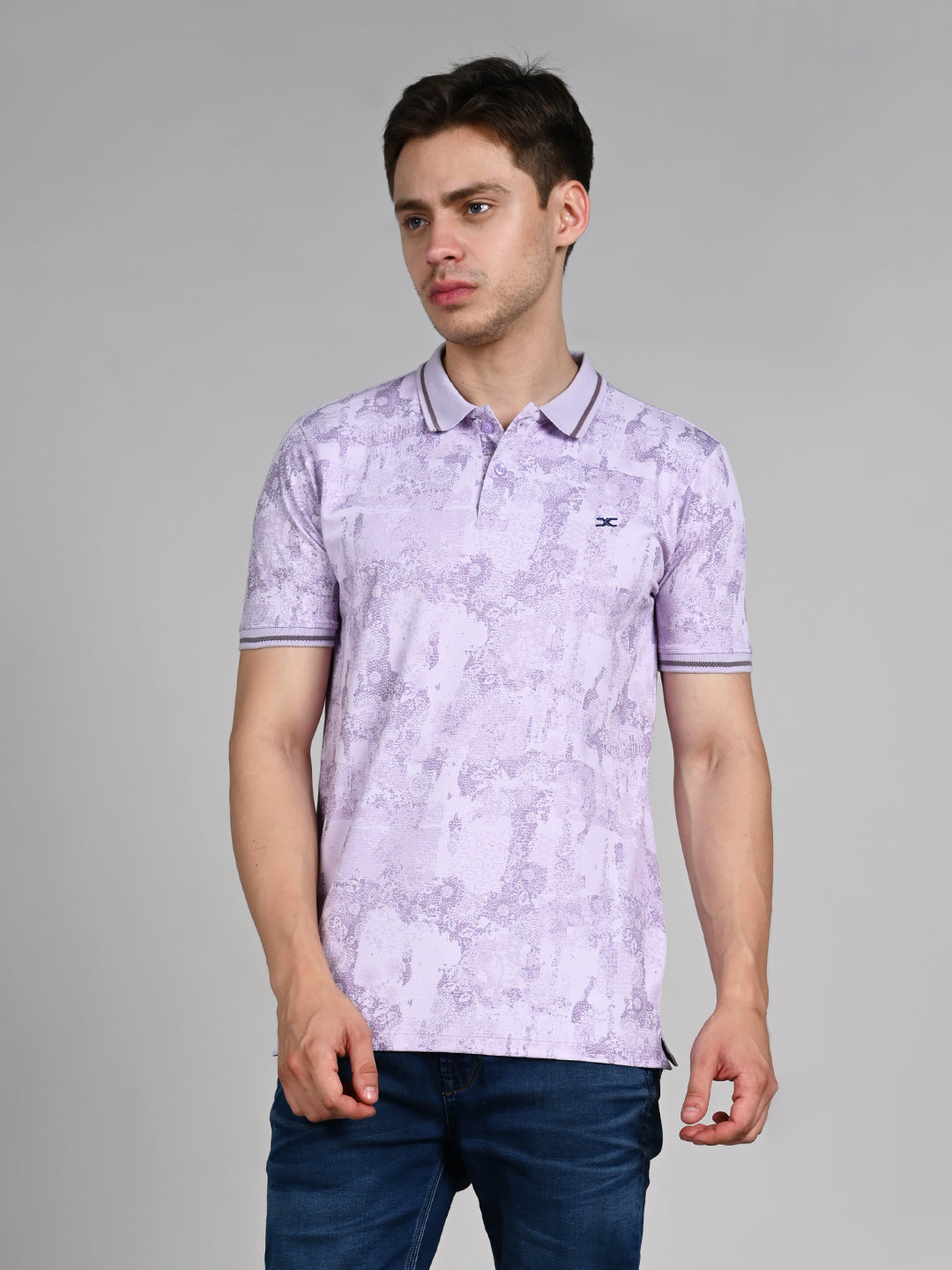 Killer Men Light Purple Printed Slim Fit T-Shirt