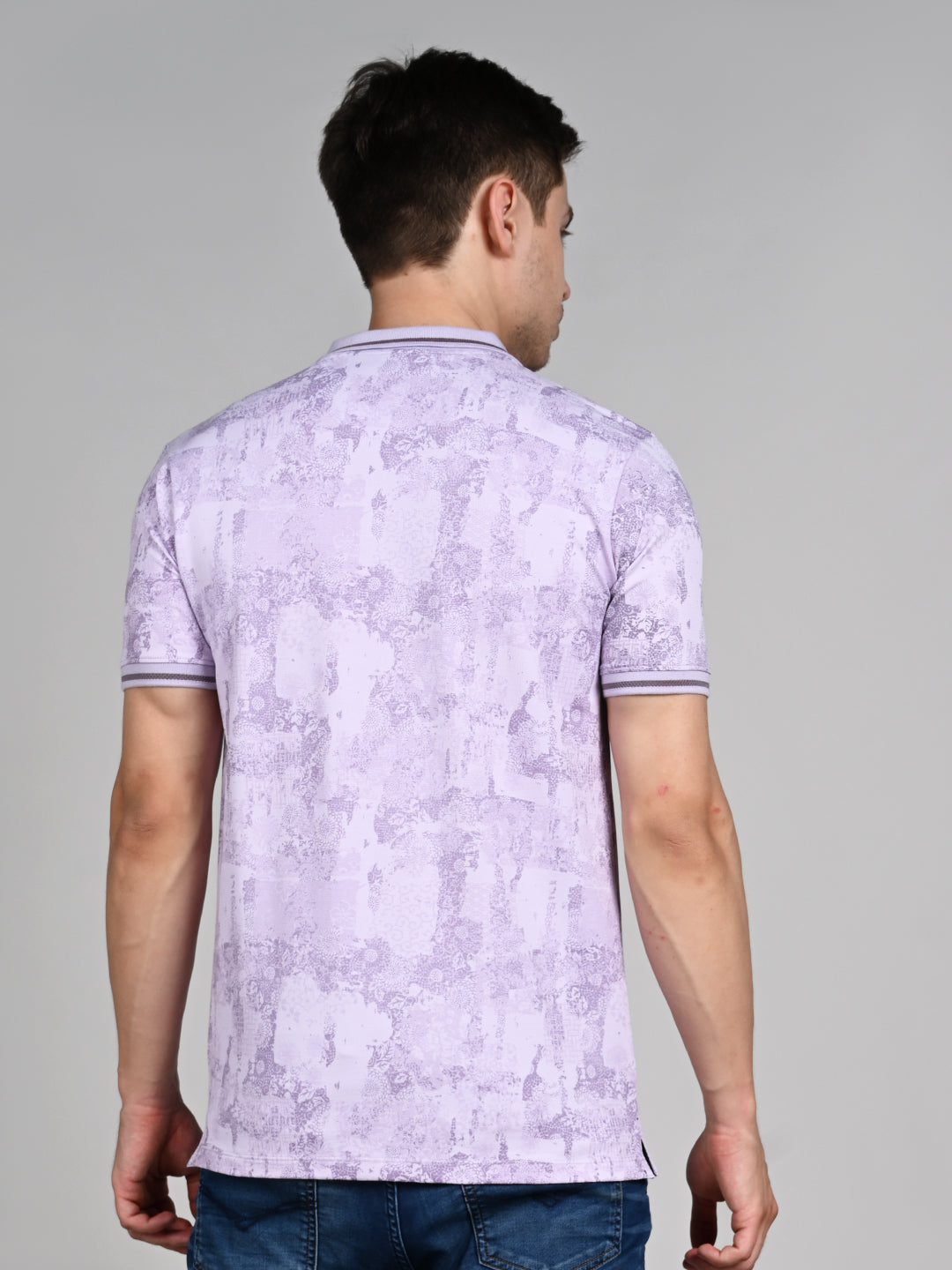 Killer Men Light Purple Printed Slim Fit T-Shirt
