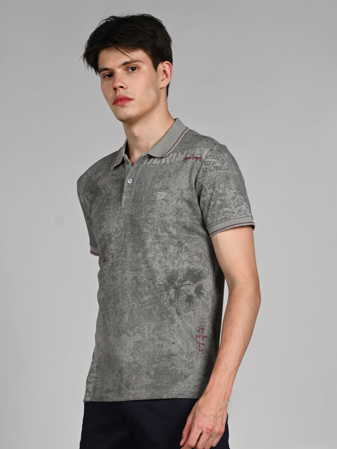 Killer Men Grey Printed Slim Fit T-Shirt