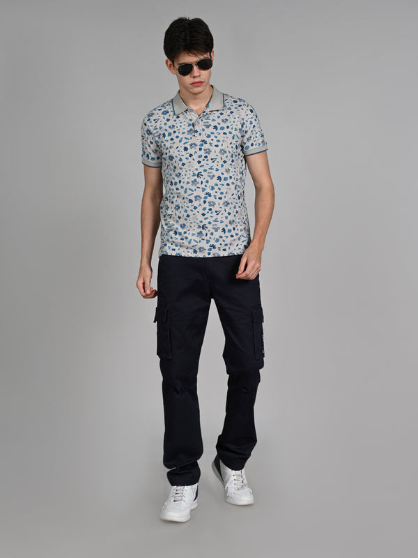 Killer Men Teal Blue Printed Slim Fit T-Shirt