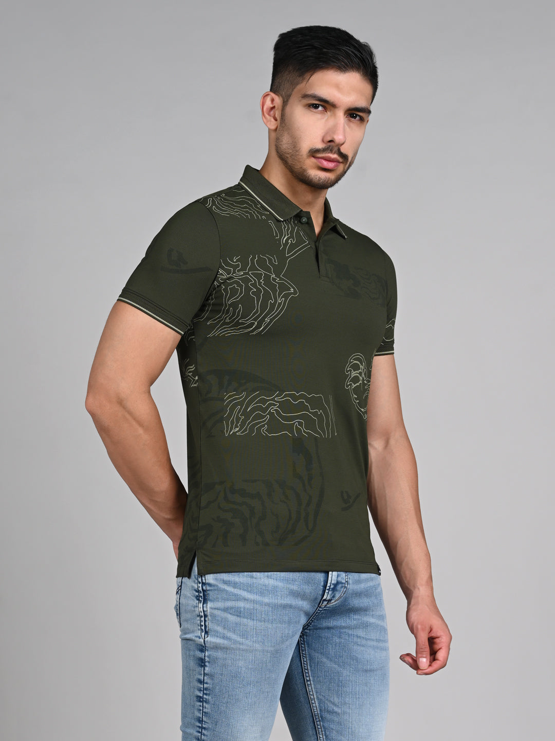 Killer Men Olive Printed Slim Fit T-Shirt